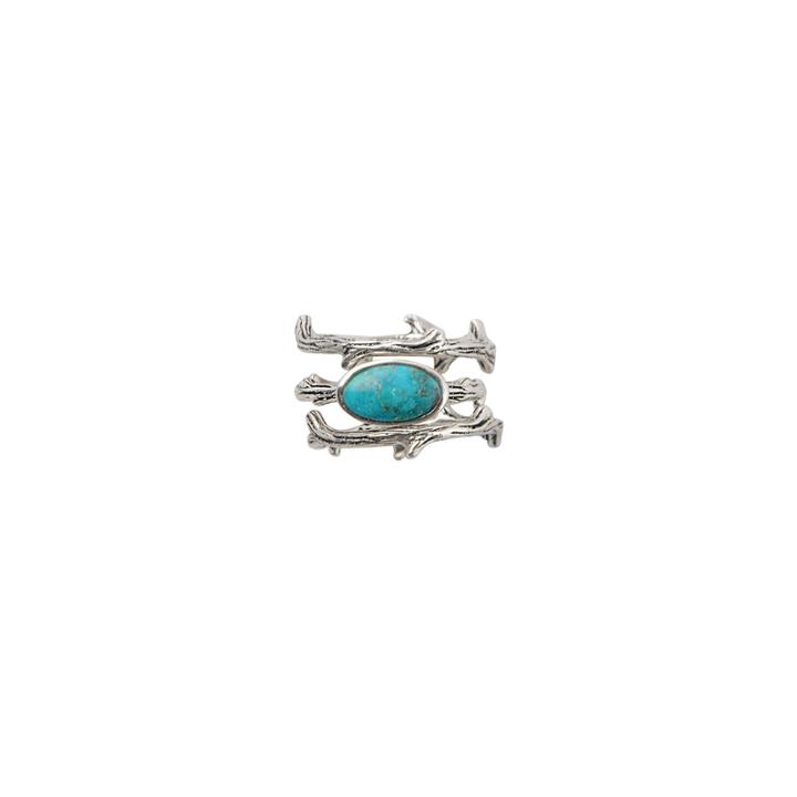 Silver Elements By Barse Womens Genuine Blue Turquoise Sterling Silver Stackable Ring