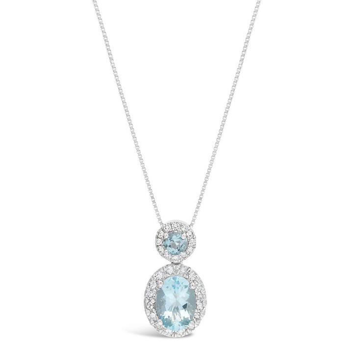 Womens 1/6 Ct. T.w. Blue Aquamarine 10k Gold Pendant Necklace
