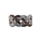 Sterling Silver Brown And White Diamond Braid Ring
