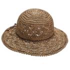 Scala Corcheted Seagrass Round Crown Hatt