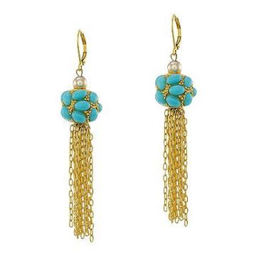 Kjl By Kenneth Jay Lane Simulated Turquoise Tassel Earrings
