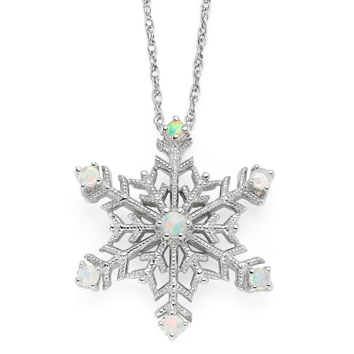 Lab-created Opal Snowflake Pendant Necklace