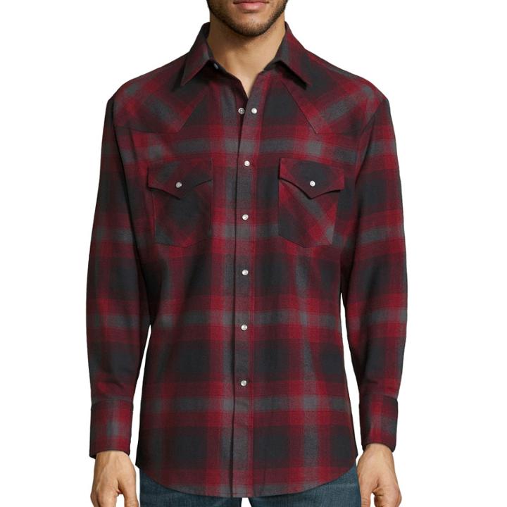 Ely Cattleman Long-sleeve Brawny Flannel Snap-front Western Shirt