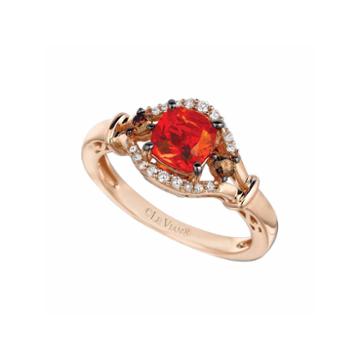 Grand Sample Sale By Le Vian Neon Tangerine Fire Opal & 1/5 Ct. T.w Vanilla Diamonds And Chocolate Diamonds In 14k Strawberry Gold Ring