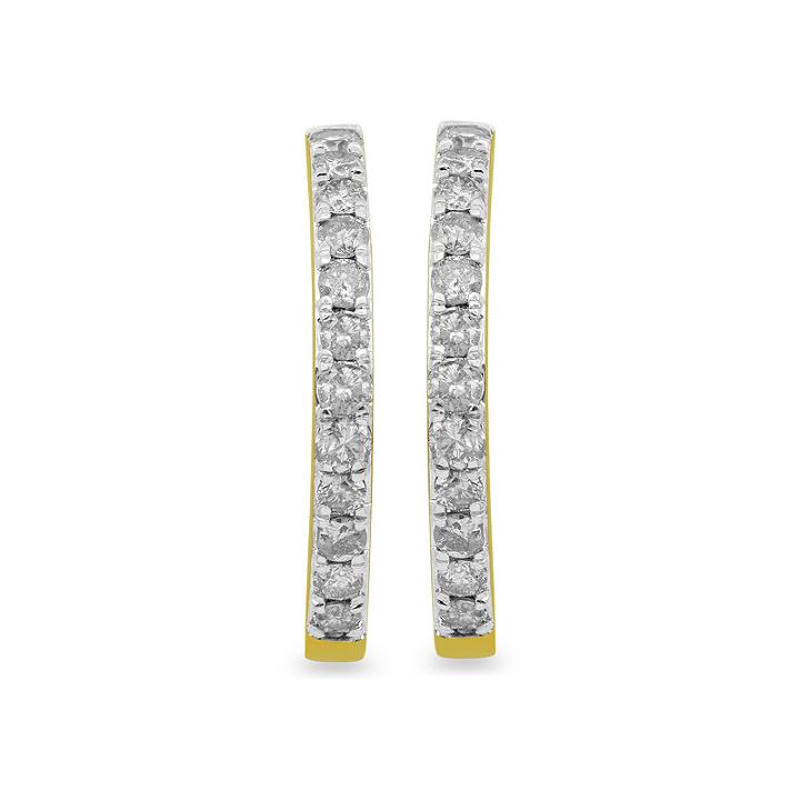 1 Ct. T.w. Genuine White Diamond 10k Gold 22.6mm Hoop Earrings