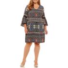 Msk 3/4 Sleeve Floral Sheath Dress-plus