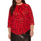 Liz Claiborne 3/4-sleeve Knot-neck Blouse - Plus