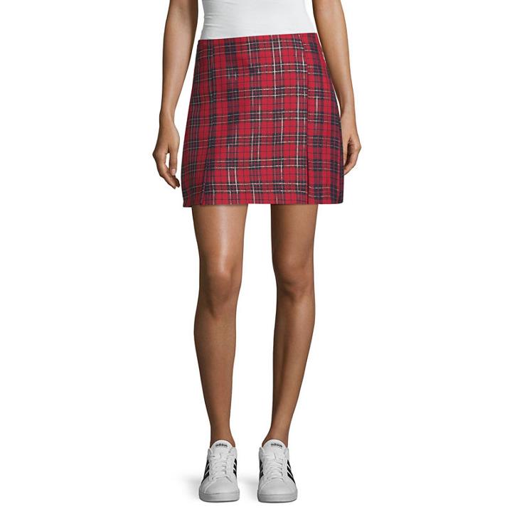 Arizona Plaid Woven Pleated Skirt Juniors