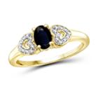 Womens Diamond Accent Genuine Blue Sapphire Gold Over Silver Engagement Ring