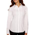 Worthington Long-sleeve Button-front Oxford Shirt - Petite