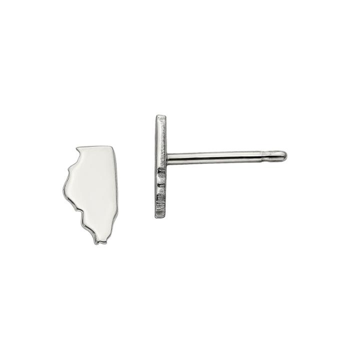 Personalized Sterling Silver Illinois Stud Earrings