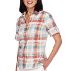 Alfred Dunner Cozumel Short-sleeve Burnout Plaid Shirt - Petite