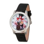 Disney Womens Alice In Wonderland Black And Silver Tone The Mad Hatter Strap Watch