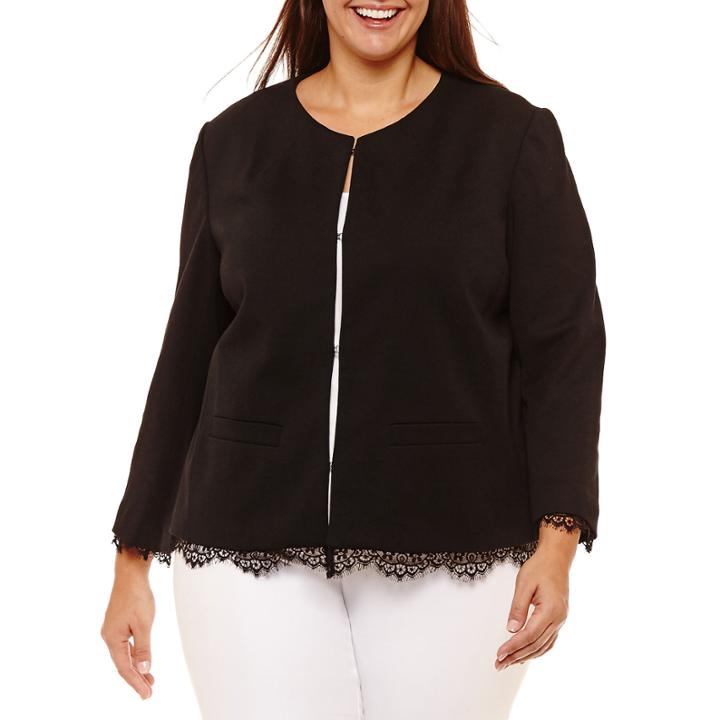 Liz Claiborne Jacket With Lace Hem- Plus