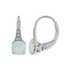 Lab-created Opal & Lab-created White Sapphire Sterling Silver Drop Earrings