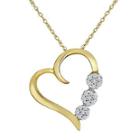 Diamond Blossom 1/10 Ct. T.w. Diamond 3-flower Heart Pendant Necklace