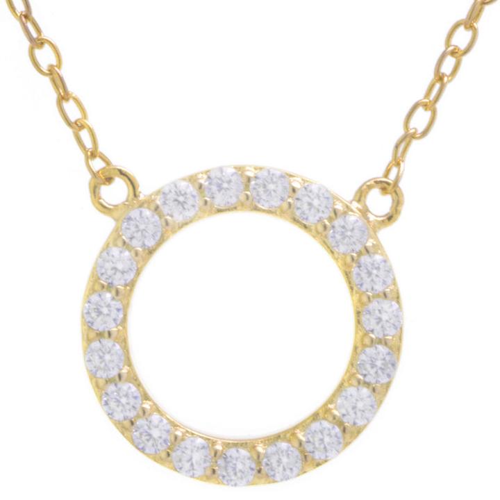 Silver Treasures Silver Treasures Womens Clear Cubic Zirconia Sterling Silver Round Pendant Necklace