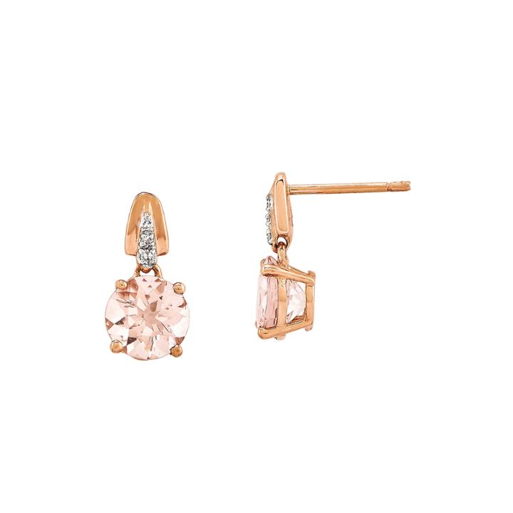 Genuine Morganite And Diamond-accent 14k Rose Gold Dangle Earrings