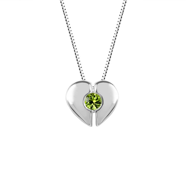 Womens Green Peridot Sterling Silver Pendant Necklace