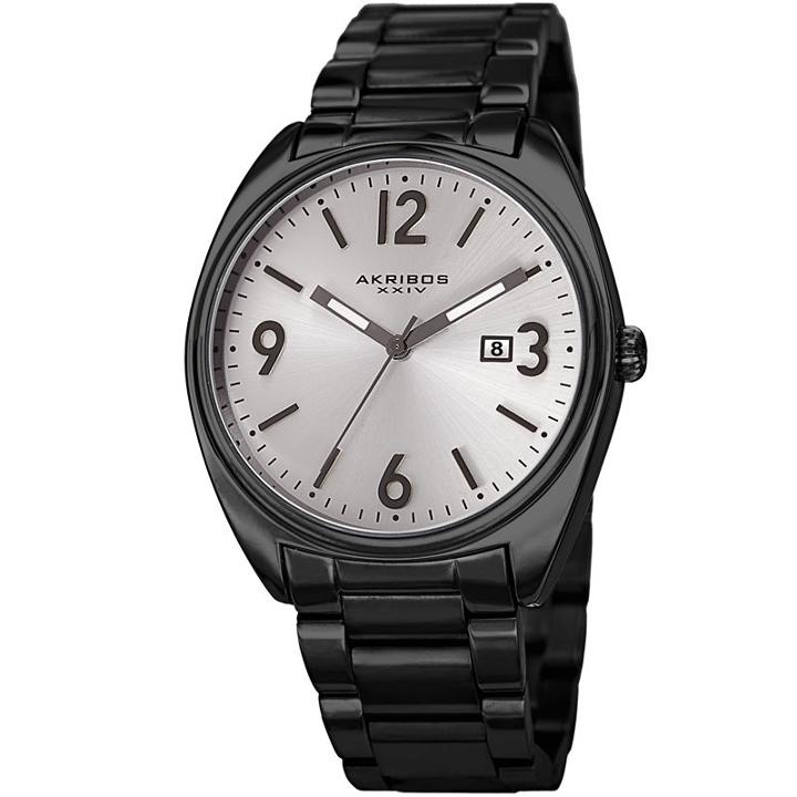 Akribos Xxiv Mens Black Strap Watch-a-957bks