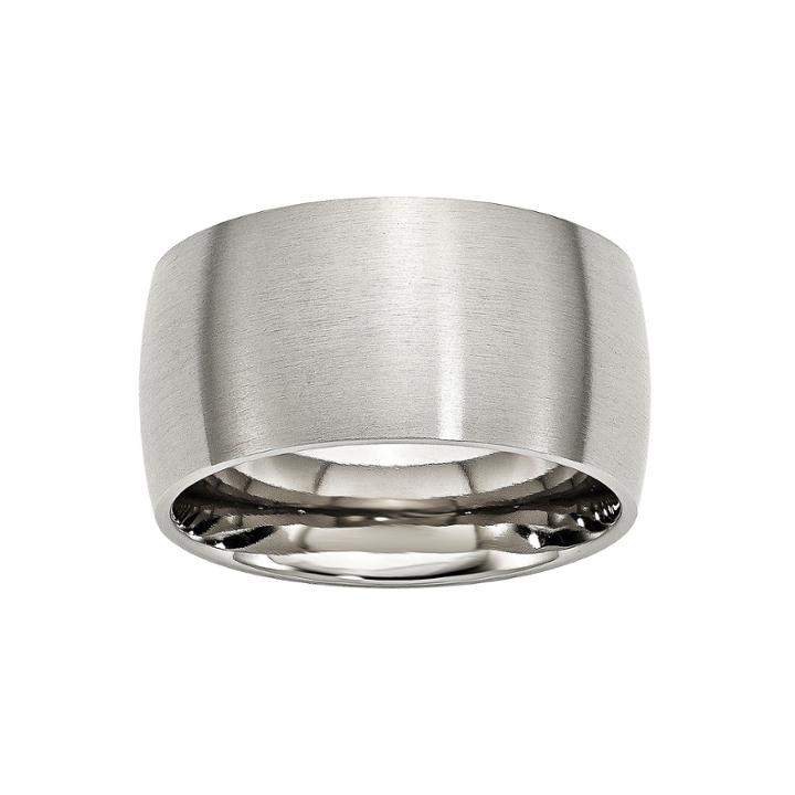 Mens 12mm Stainless Steel Wedding Band