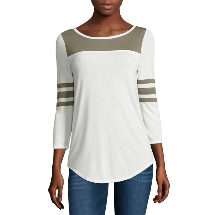 Arizona 3/4 Sleeve T-shirt-womens Juniors