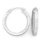 14k White Gold Tornado Cut Hoop Earrings