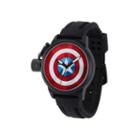 Marvel Captain America Mens Black Silicone Strap Crown Protector Watch