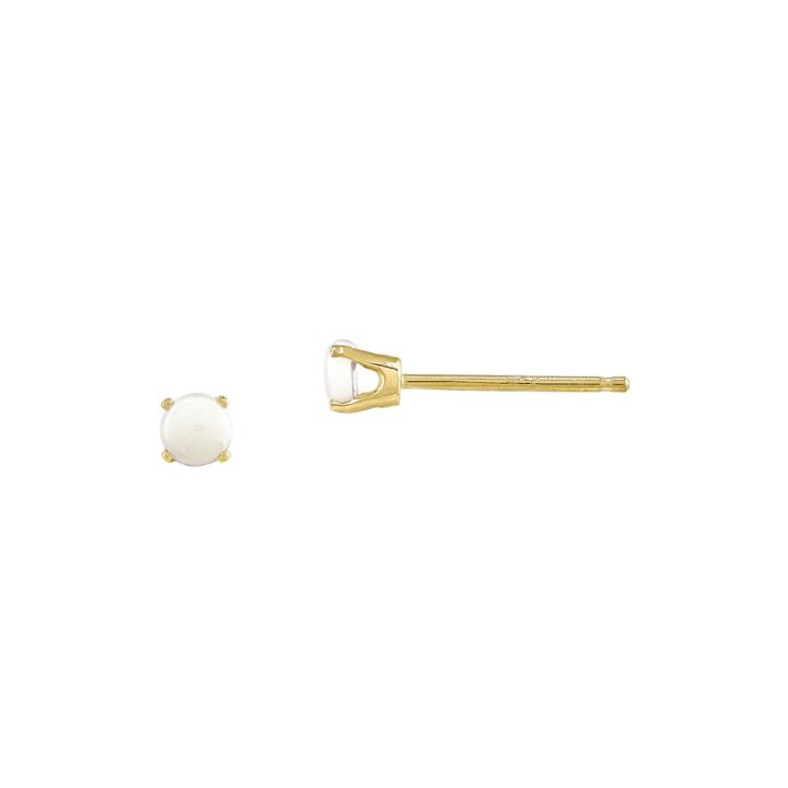 3mm Round Genuine Opal 14k Yellow Gold Stud Earrings