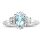 Womens 1/4 Ct. T.w. Blue Aquamarine 10k Gold Cocktail Ring