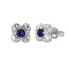 Lab Created Blue Sapphire 7.6mm Flower Stud Earrings