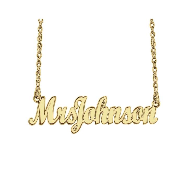Personalized 14k Gold Over Sterling Silver Mrs Name Necklace