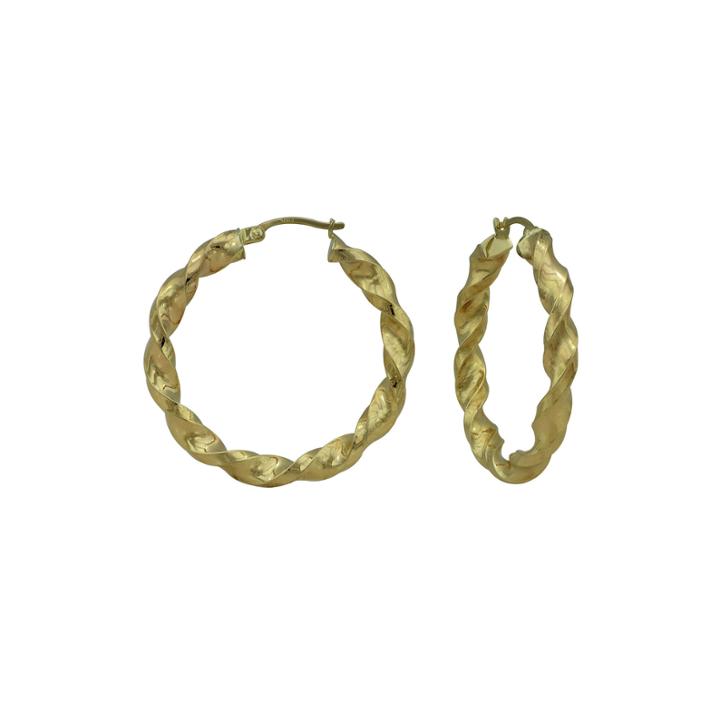14k Yellow Gold 35mm Twist Hoop Earrings