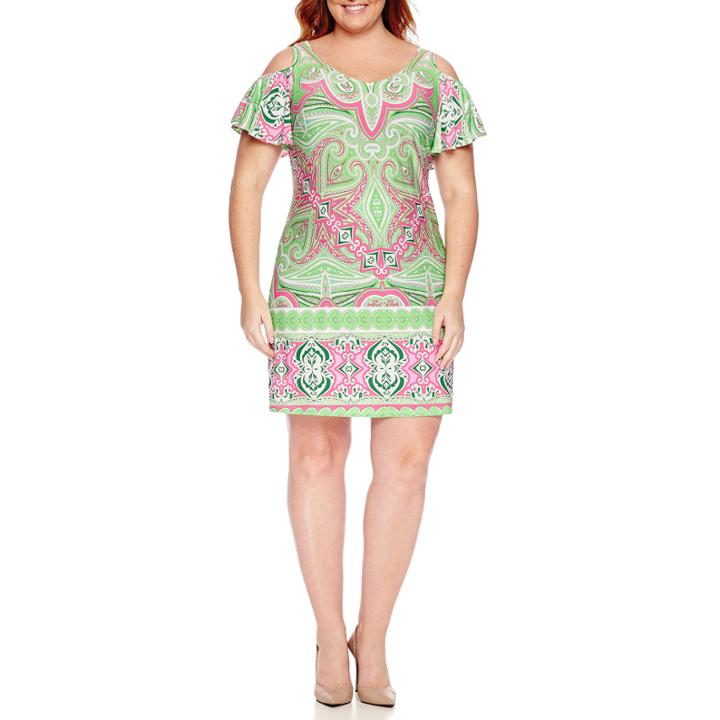 Msk Short Sleeve Sheath Dress-plus