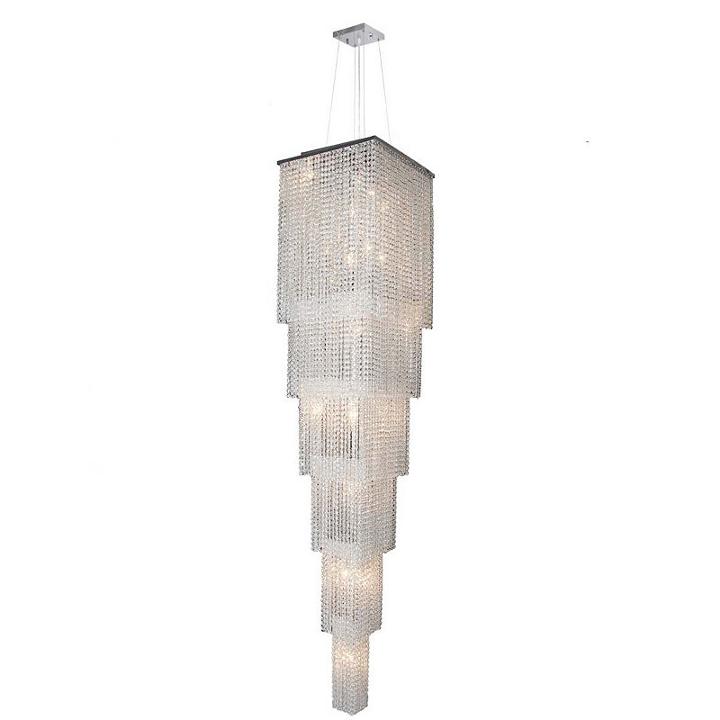 Prism Collection 21 Light 6-tier Chrome Finish Andclear Crystal Cascading Square Chandelier