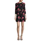 By & By 3/4 Sleeve Floral A-line Dress-juniors