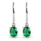 Diamond Accent Simulated Green Emerald Drop Earrings