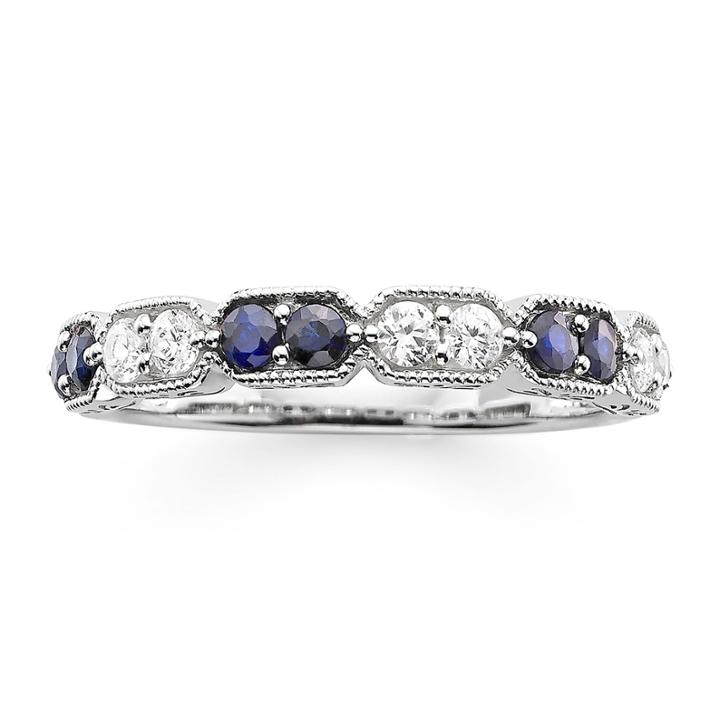 I Said Yes&trade; 1/4 Ct. T.w. Diamond And Lab-created Blue Sapphire Wedding Band