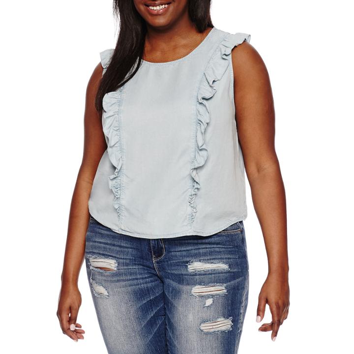Arizona Denim Ruffle Top- Juniors Plus