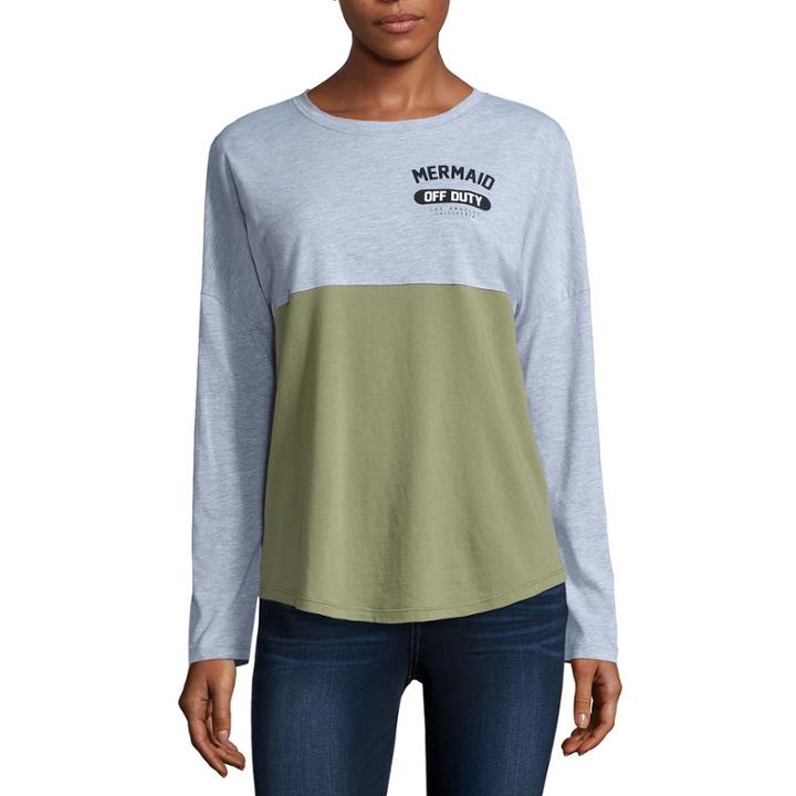 Hybrid Long Sleeve Scoop Neck T-shirt-womens Juniors