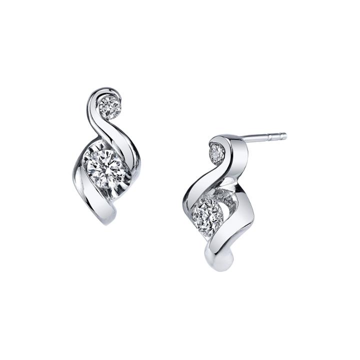 Juno Lucina 3/8 Ct. T.w. Diamond 14k White Gold Swirl Stud Earrings