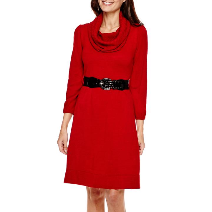 Alyx 3/4-sleeve Belted Sweater Dress - Petite
