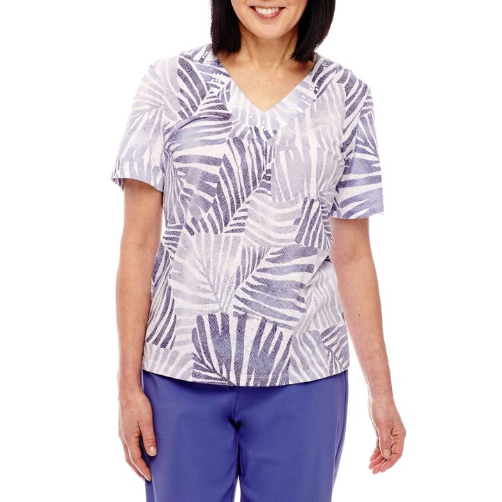 Alfred Dunner Reel It In Short Sleeve Burnout Stripe T-shirt