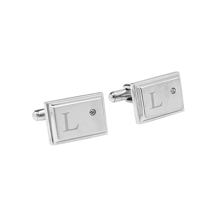 Personalized Zircon Jewel Stainless Steel Cufflinks