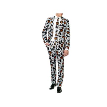 Suitmeister Men's Halloween Grey Icons - Slim Fit