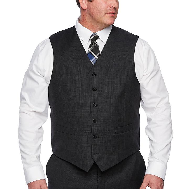 Stafford Executive Grid Classic Fit Suit Vest - Big And Tall