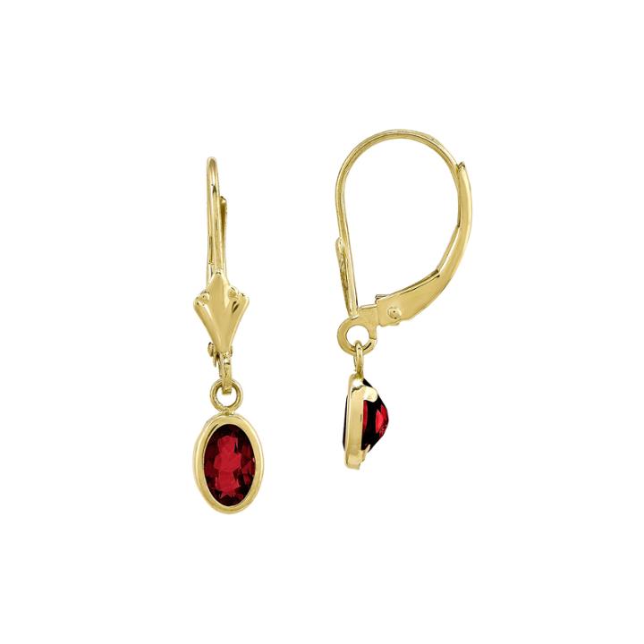 Lab-created Ruby 14k Yellow Gold Drop Earrings