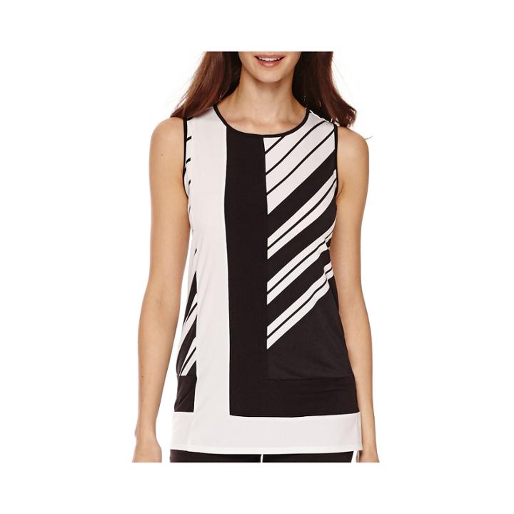Worthington Sleeveless Colorblock T-shirt - Petite