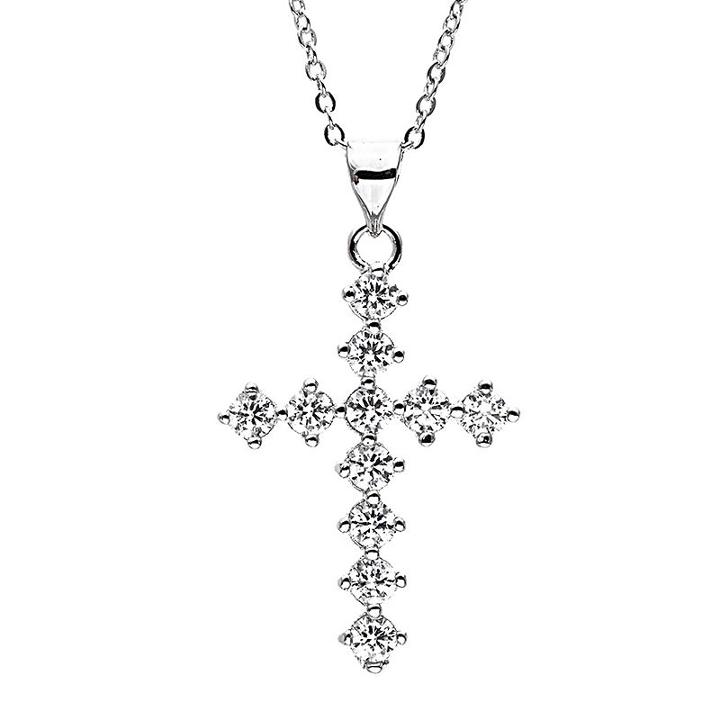 Sparkle Allure&trade; Cubic Zirconia Silver-plated Cross Pendant Necklace