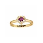 Personalized Simulated Birthstone & Cubic Zirconia Heart Halo Ring